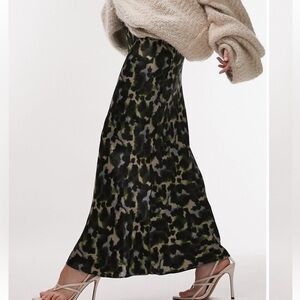 Olive Green Camo Maxi Skirt - Women's Printed Slip Skirt